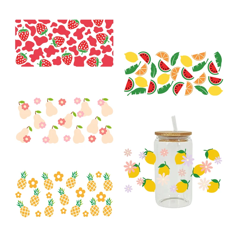UV DTF Transfer Sticker Pineapple lemon For The 16oz Libbey Glasses Wraps Bottles Cup Can DIY Waterproof Decals D2379