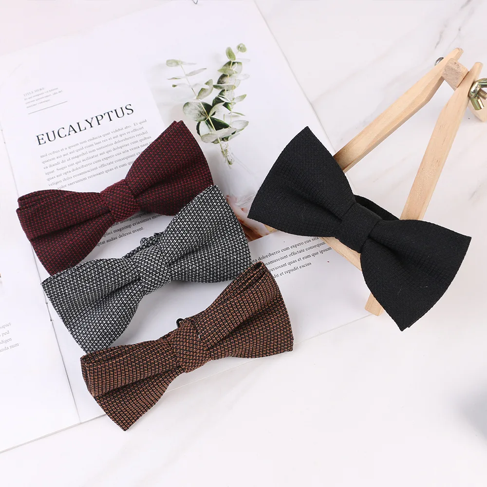 

Men's Fashion Business Solid Color Striped Cotton Bowtie Wedding Groom Bridesman Dress Bow Ties Clothing Accessories