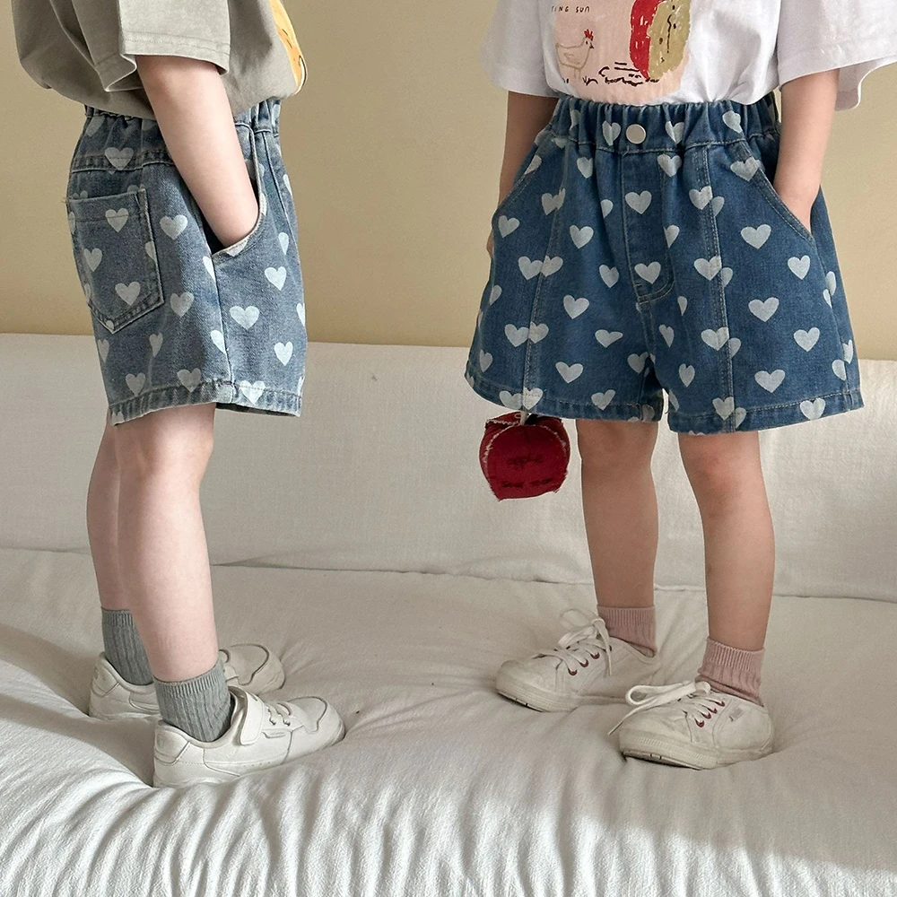 Girls Denim Shorts Elastic Waist Summer