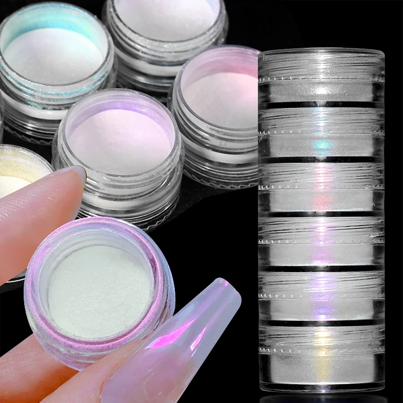 6Box/set Glitter Mirror Dust Nail Powder Chameleon Aurora Metallic Effect Pigments Laser For UV Gel Nail DIY Manicure Decoration 5