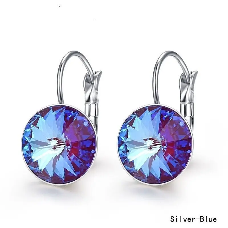 

30pair Fashion Silver Round Sapphir Zircon Dangle Drop Earring Jewelry