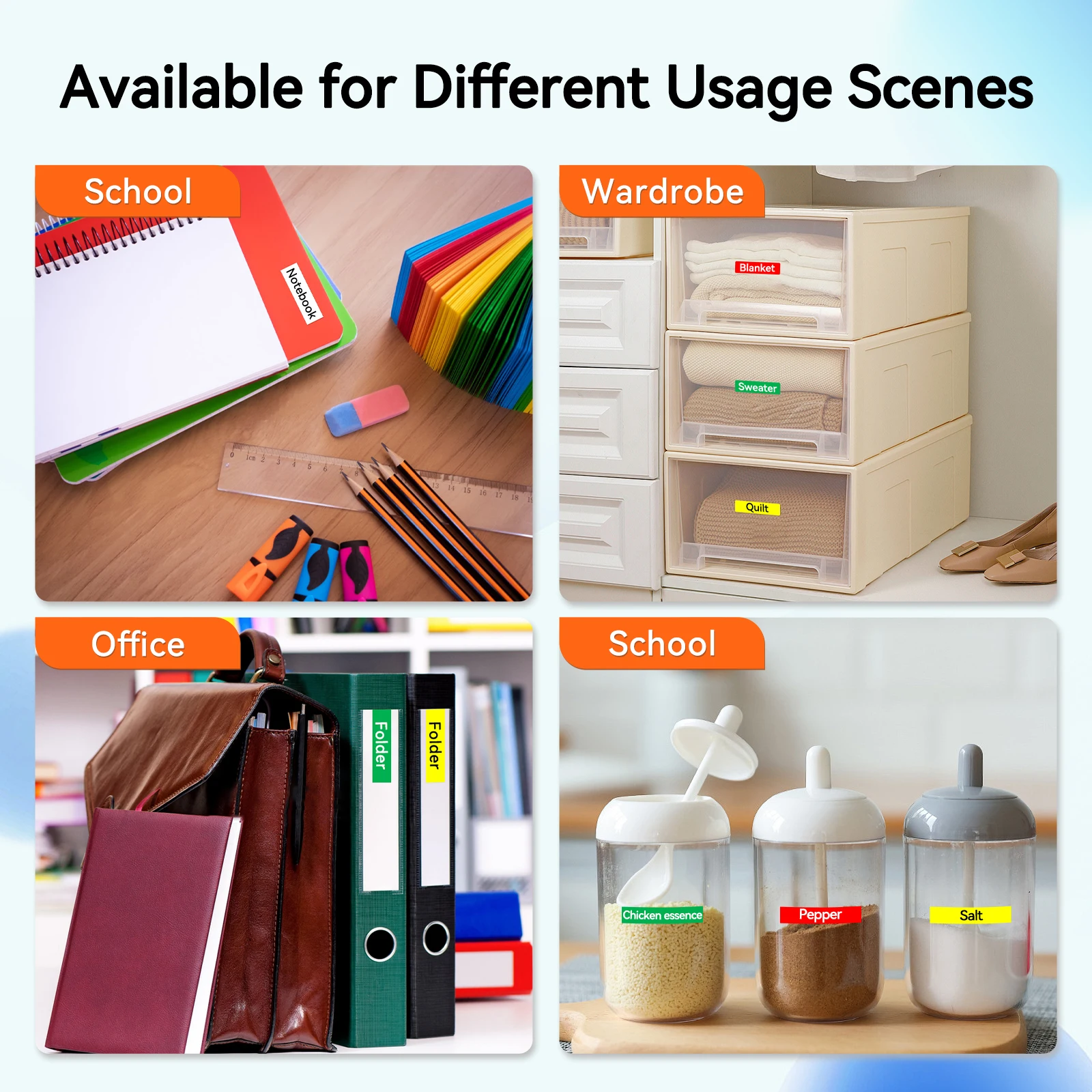 엡손 LW-300 LW-400 LW-600P LW-700 LC-4WBN9 프린터용 라벨 테이프, 6PK 호환, SS12KW SS9KW ST12KW SS18KW SS24KW