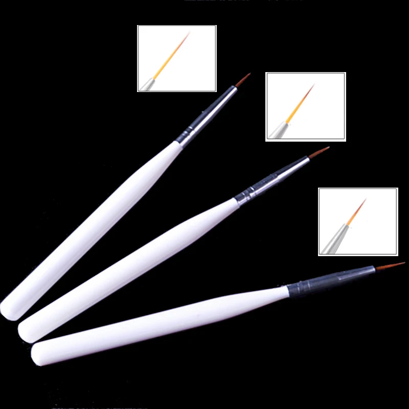 3Pcs Nail Art Liner Brushes French Stripe 3D Tips Line Stripes DIY Drawing Pen UV Gel Brushes Painting Manicure Nail Tool Sets 5