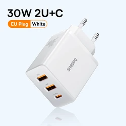 High - Speed 30W USB - C Charger with PD Quick Charge and QC3.0 Fast Charging Capabilities - 30W EU Plug White