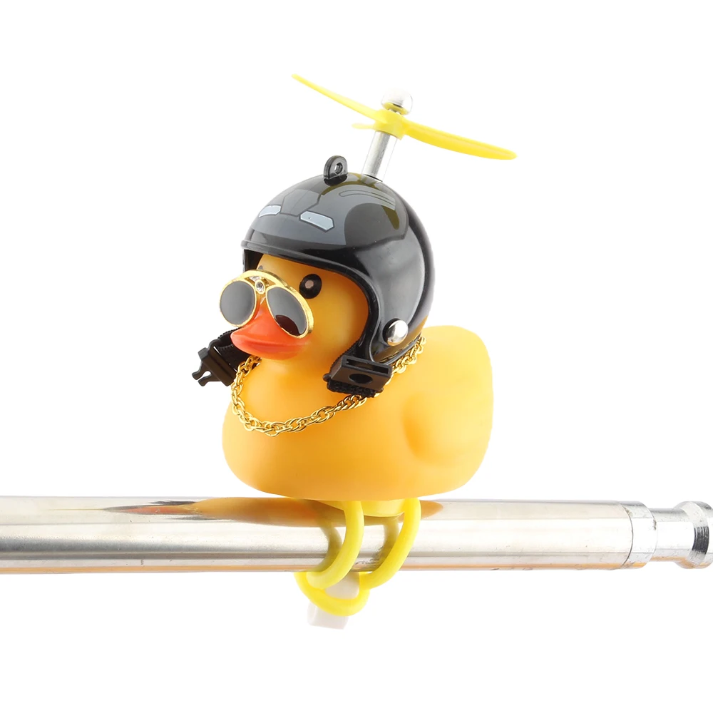 Motorcycle Accessories Cute Duck with Propeller Helmet Broken Wind Rubber Duck Toy Car Bicycle Small Yellow Decor Ornaments