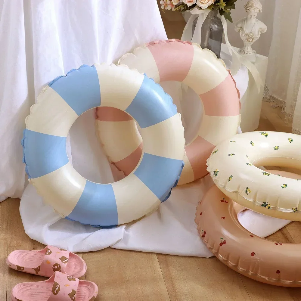 5pcs-Retro-Plaid-Swimming-Ring-with-Handle-Thickened-Children ...