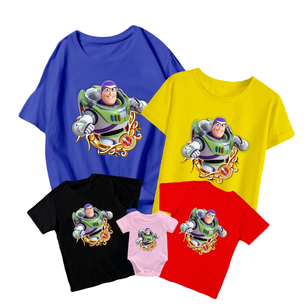 

New Fashion Buzz Lightyear Toy Story Family Matching T-Shirt Disney Kids Short Sleeve Adult Unisex Casual Simple Baby Romper