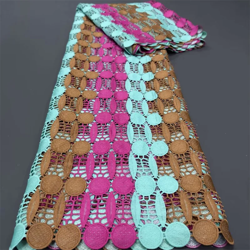 

5 Yard Hot Selling French Lace African Guipure Tulle Water Soluble Embroidered Fabric For Wedding Party 1L092202