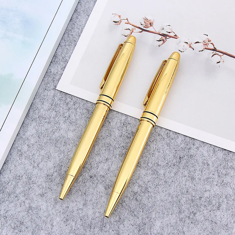 

Новинка, металлическая шариковая ручка из чистого золота для бизнеса, вращающаяся подарочная ручка, акции, милые офисные аксессуары