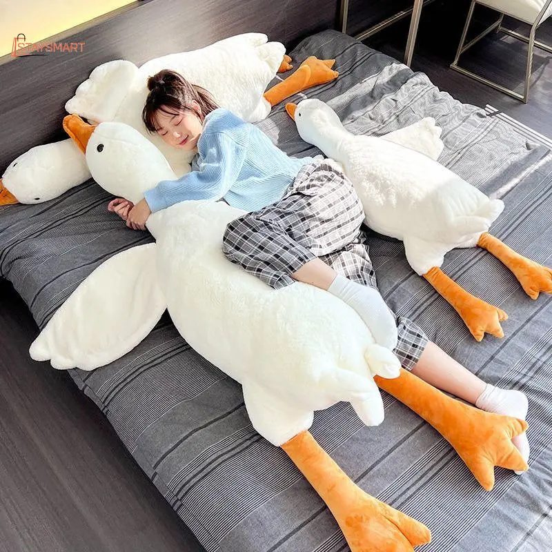 

190cm Giant Long Plush White Goose Toy Stuffed Lifelike Big Wings Duck Hug Massage Throw Pillow Boyfriend Cushion For Girl