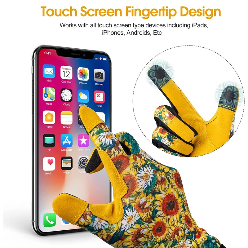 Gardening Gloves Thorn Proof Gloves Short Style Canvas Rose Pruning Garden Gloves with Touch Screen Breathable Work Gloves 5