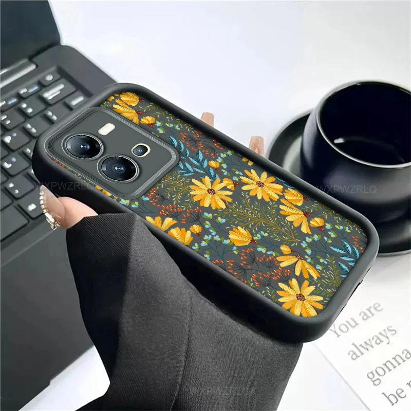 Floral Art Matte Soft Phone Case - Elegant Flower Painted Back Cover