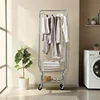 Yaheetech Wire Commercial Rolling Laundry Cart Laundry Basket with Garment Rack Laundry Butler with Basket Laundry Hampe 2