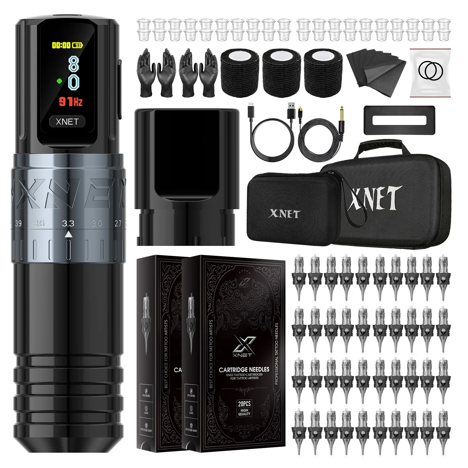 XNET Wireless　tattoo machine set XNET Vipera Wireless Tattoo Machine Pen Kit Adjustable
