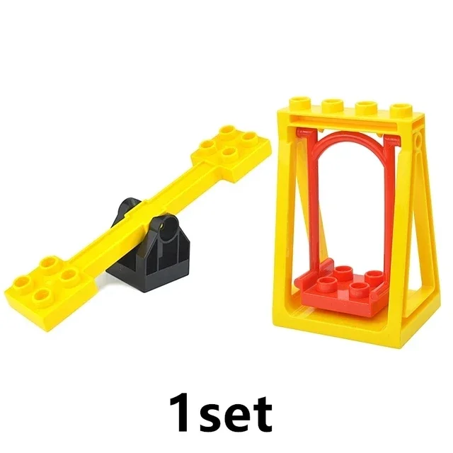 Large Building Blocks Playground Set with Slide, Swing, and Seesaw - Educational Toy