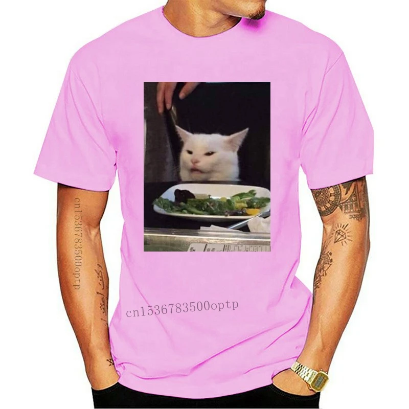 

Новая мужская футболка с изображением обеденного кота и мема, женская и Мужская футболка