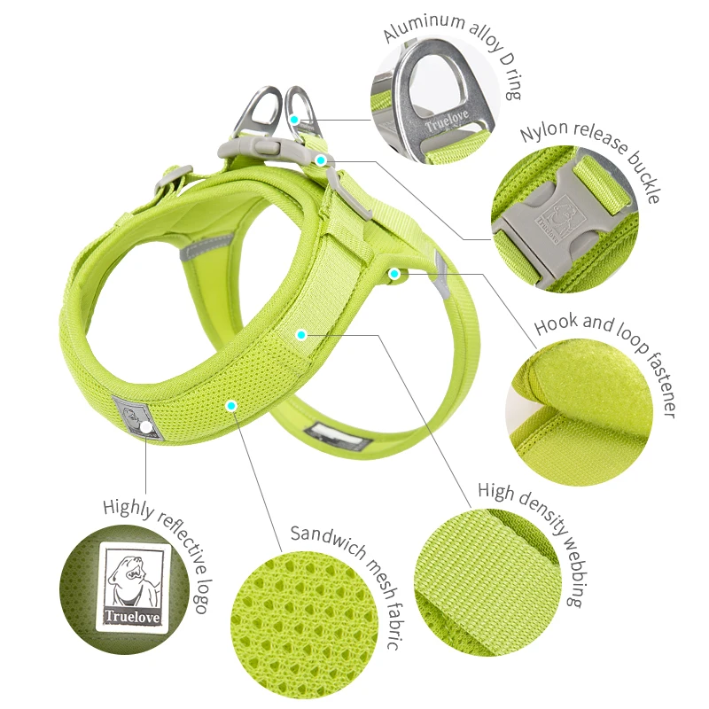 Dog Harness Truelove Dog Harness Soft Material Fashion Design Adjustable Reflective