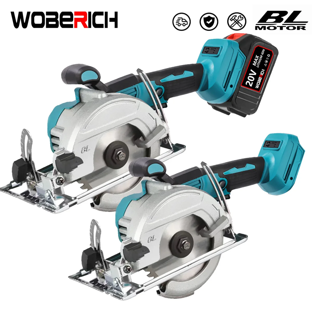 WOBERICH Brushless 5 Inch Electric Circular Saw Lithium Battery Powered Handheld Miter Saw Power Tools For Makita Battery, brushless 5 inch electric circular saw lithium battery powered handheld miter saw power tools for Makita battery