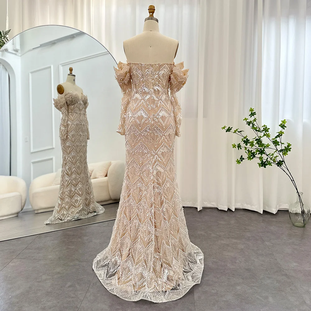 Sharon Said Luxury Dubai Mermaid Off Shoulder Evening Dresses for Women Wedding Party 2023 Elegant Long Prom Formal Gowns SS371