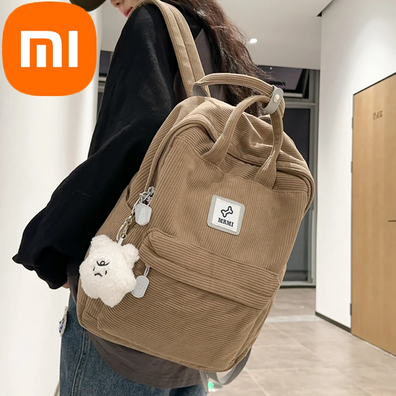 

Xiaomi Backpack Stripe Cute Corduroy Woman School For Teenage Girls Boys Small Harajuku Female College Student Lady Book Bag