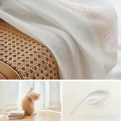 Elegant White Sheer Luxury Chiffon Window Curtains for Living Room and Bedroom Decor (Pull pleated Tape)