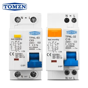 TPNL DPNL 230V 1P + N автоматический выключатель остаточного тока с защитой от перегрузки и утечки короткого тока RCBO MCB