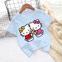 Hello Kitty Melody Children's T-shirt Kawaii T Shirt Sanrio Anime Cartoon Children Casual Clothes Y2k Tee Shirt Kid Girl Boy Top 2