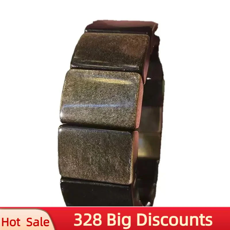 

Новинка 2024, браслет из золотистого обсидиана с бусинами, браслет из натурального эластичного камня, браслет «сделай сам», ювелирные изделия для женщин в подарок, оптовая продажа!