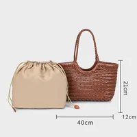Sacs à main femmes en cuir véritable sac à bandoulière tissage sac à provisions décontracté Vintage grand fourre-tout sac à main peau de vache croix sacs à main dame 6