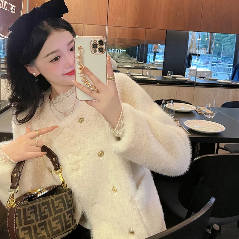 

2023 Autumn/Winter French Light Luxury Imitation Mink Fleece Short Coat for Women's Environmental Protection Fur Small Fragrant