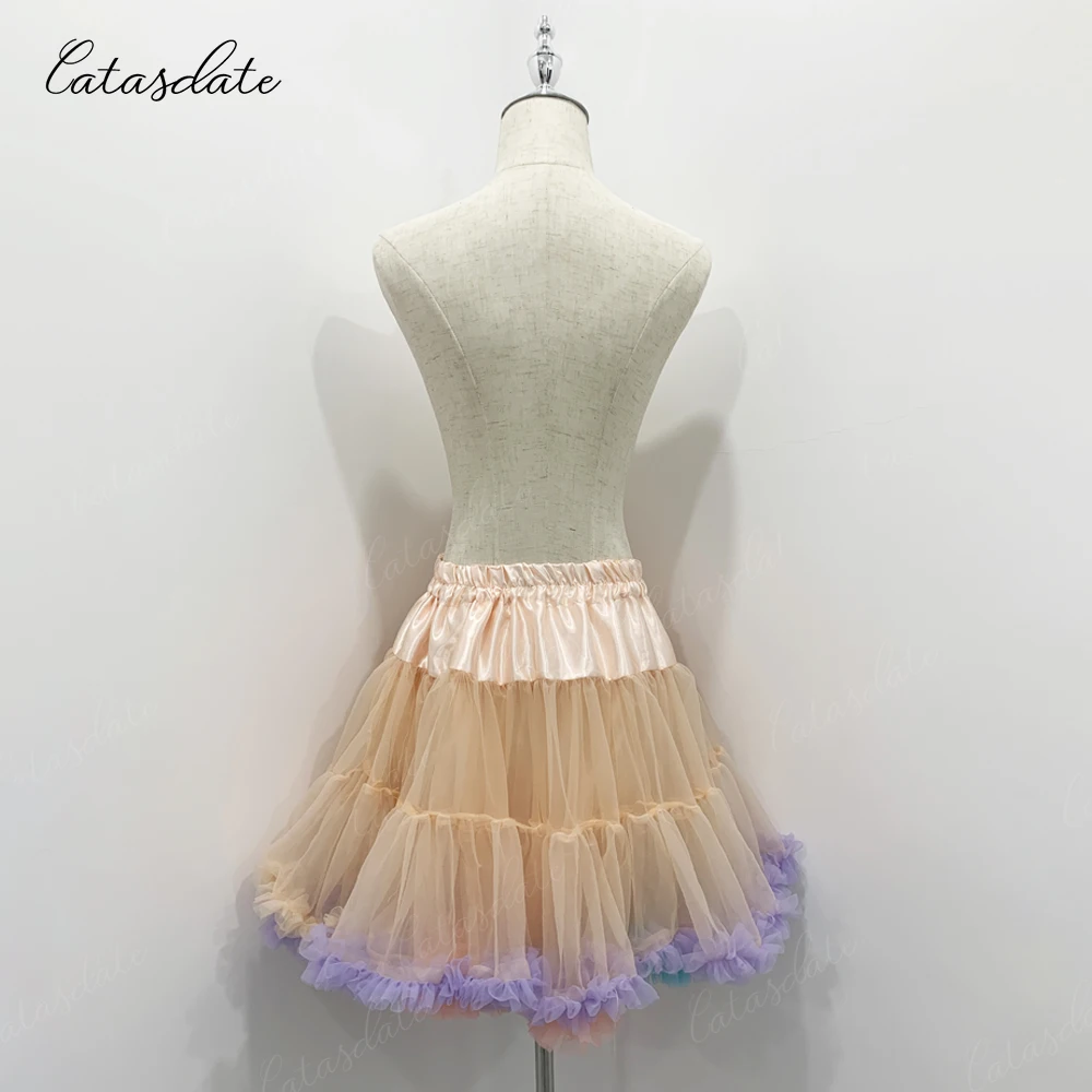 Petticoat Skirt Petticoat Underskirt Wedding Underskirt Lolita Petticoat Flower Girl Underskirt Wedding Petticoat Vintage Underskirt Tulle Tutu Skirt Catasdate Colorful Petticoat Women Elastic Puffy Tutu Skirt for Ballet Dress Fluffy Underskirt for Party Tiered Layer Customized