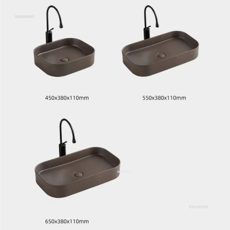 Home Bathroom Sink Personalized Above Counter Basins Bathroom Fixture Ceramic Basin Balcony Home Square Sinks N 5