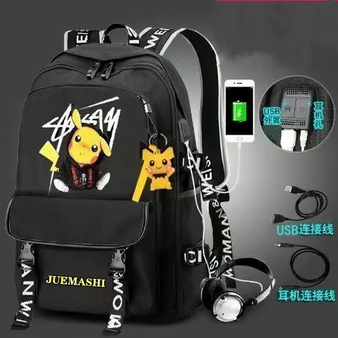 

Pokemon Pikachu Backpack Children Schoolbag Bulbasaur Snorlax Eevee Pocket Monster Fashion Cartoon Gift