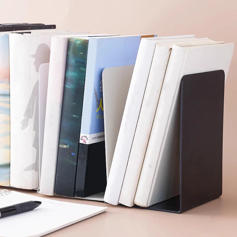 Sleek L-Shaped Desktop Organizer and Bookend Set - Minimalist Design for Durable, Stylish Display