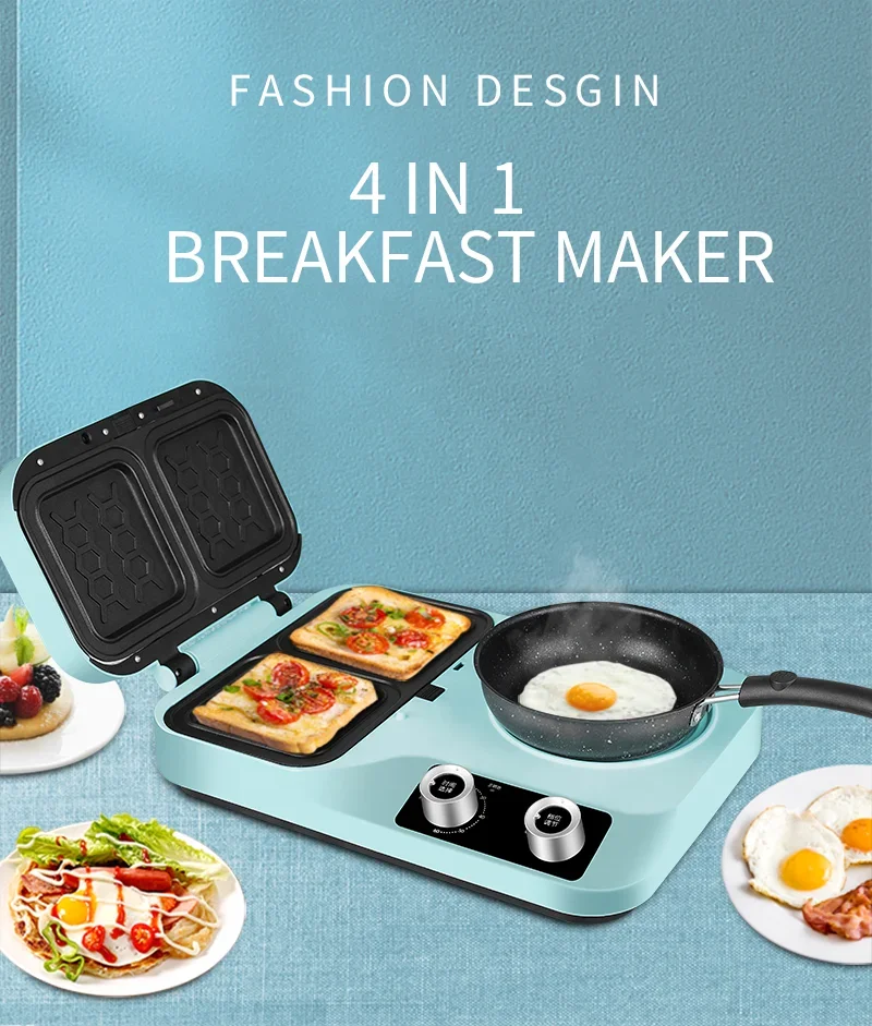 Sandwich Machine Breakfast Machine Multifunctional 4-in-1 Press Toaster Household Small Lazy Light Food Machine Automatic 2