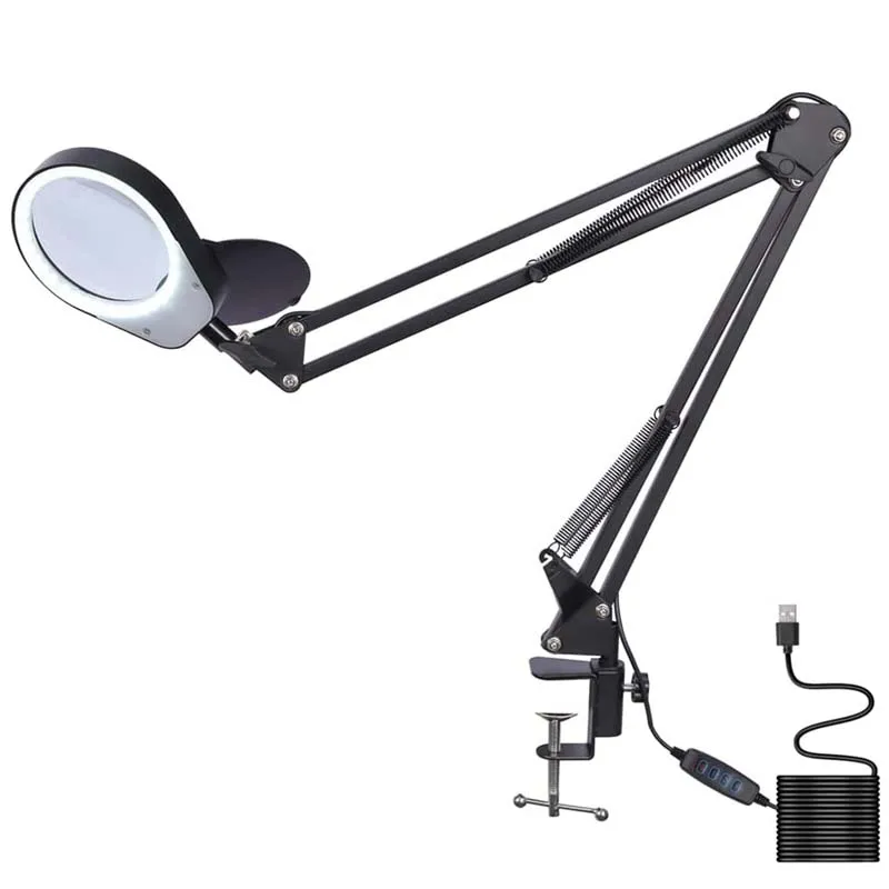 220V lupa 3 5 8 10 20X Magnifier Led Lamp Light Magnifying Glass Lens Desk  Table Clamp Magnifying Glass Table Mount Magnifier - AliExpress