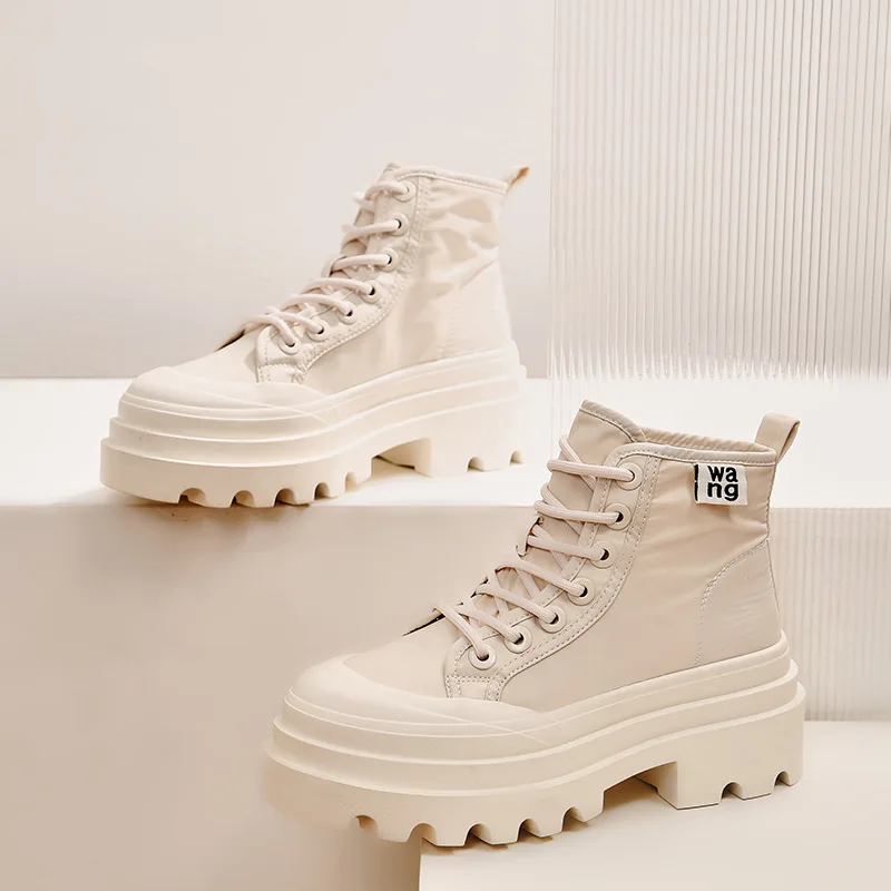 Fashion Canvas Shoes Women High Top Canvas Sneakers Casual Shoes for Women 2023 Autumn New Solid Color White Shoes 40 Size