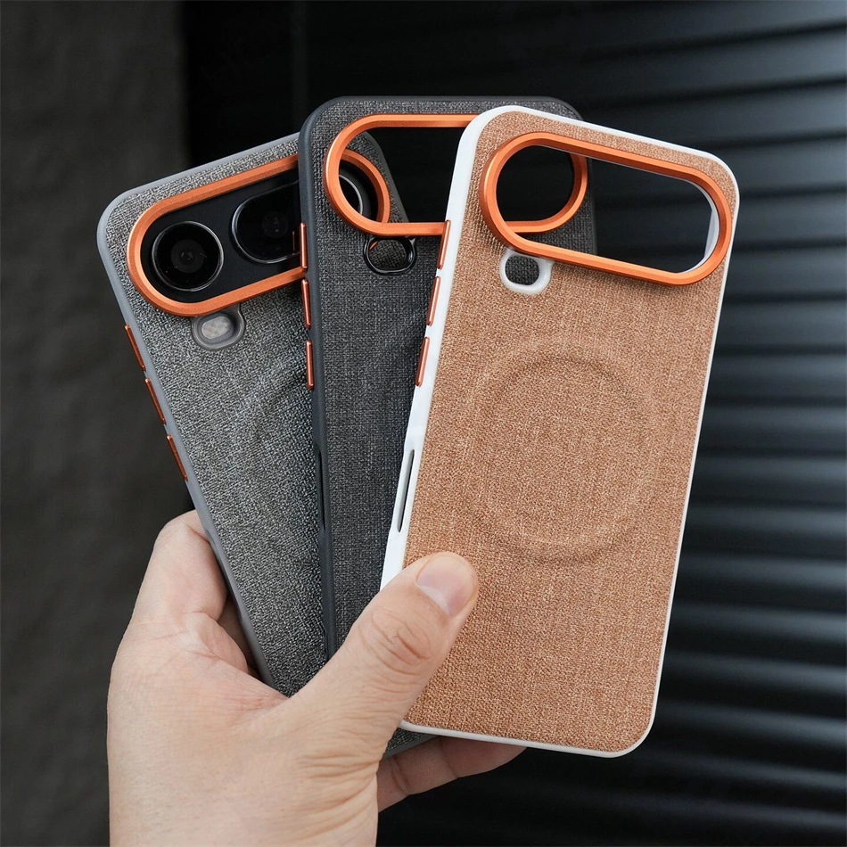 Elegant Business Cloth Texture Magnetic Case with Alloy Lens