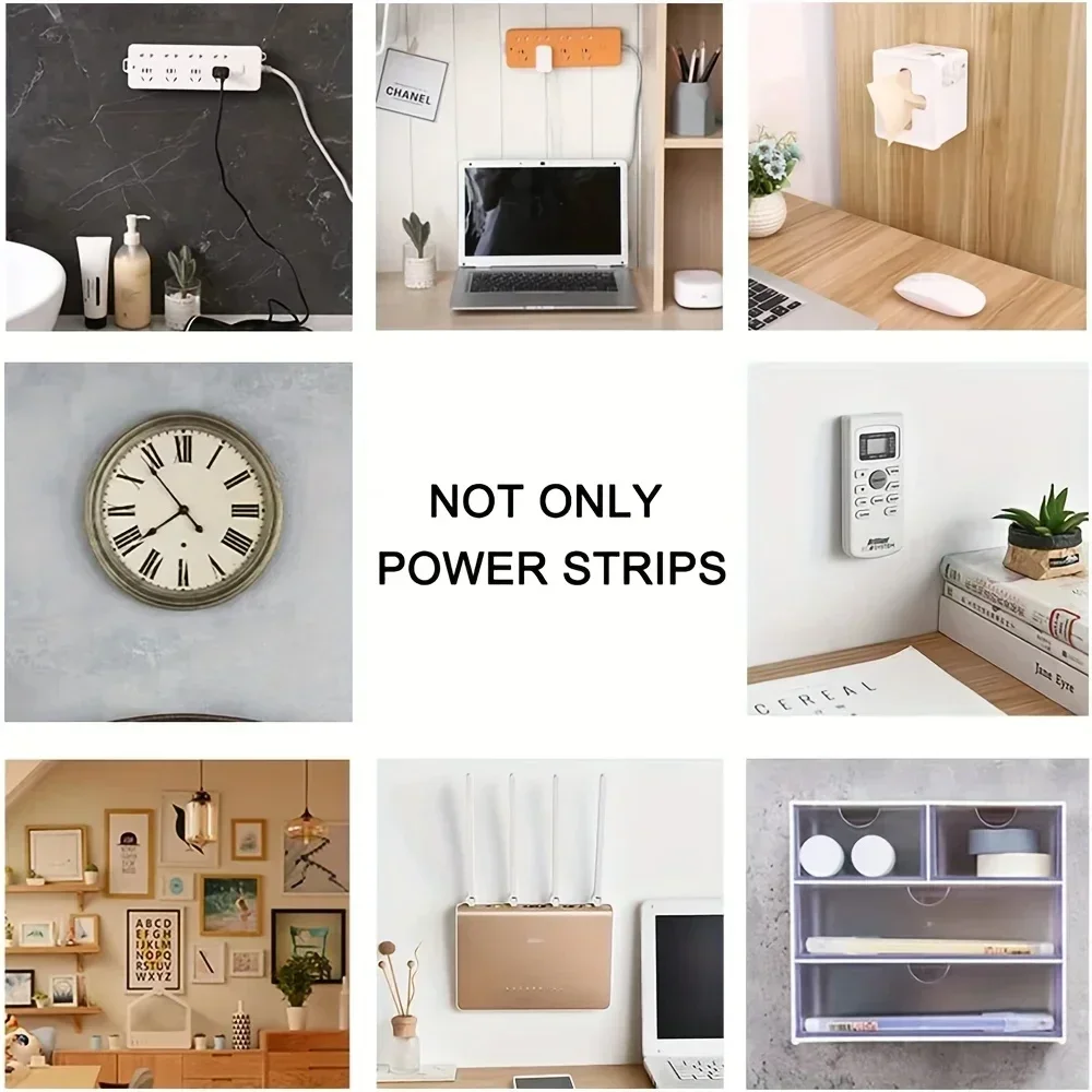 1-4pcs Self-Adhesive Desktop Socket Fixer Wall-Mounted Retainer Or Kitchen Office Wire Organization Socket Router Storage Tools
