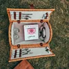Large-capacity Rattan Picnic Basket Woven Storage Hamper Outdoor Fruit Baskets with Tableware Full Set Camping Storage Box 5