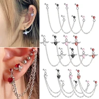 1PC Surgical Steel CZ Gem Ear Tragus Cartilage Piercing Zircon Dangle Chain Earring Conch Ear Stud Helix Piercing Body  Jewelry 1