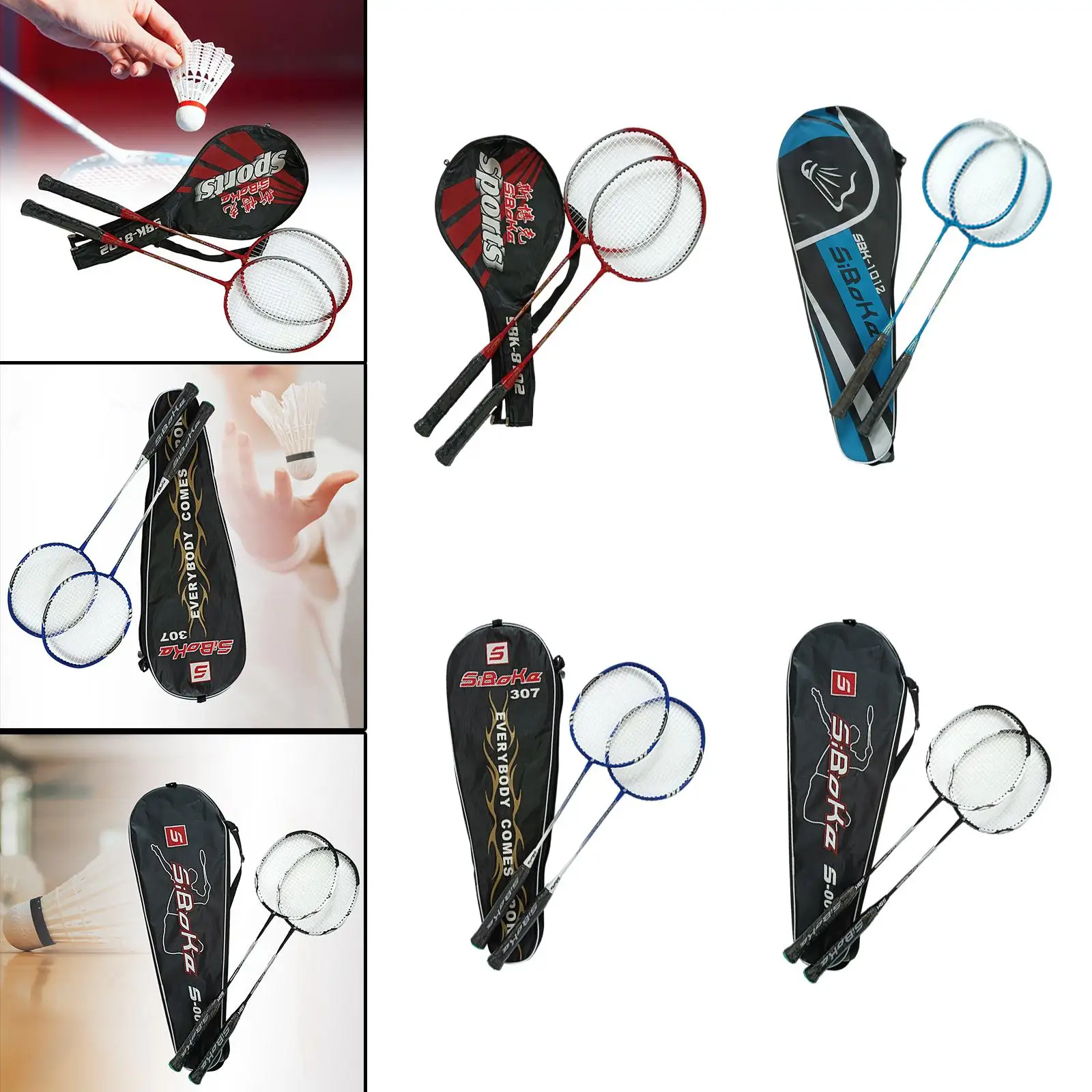 2 Pieces Badminton Racquet Set with Carry Bag for Kids Adults Badminton