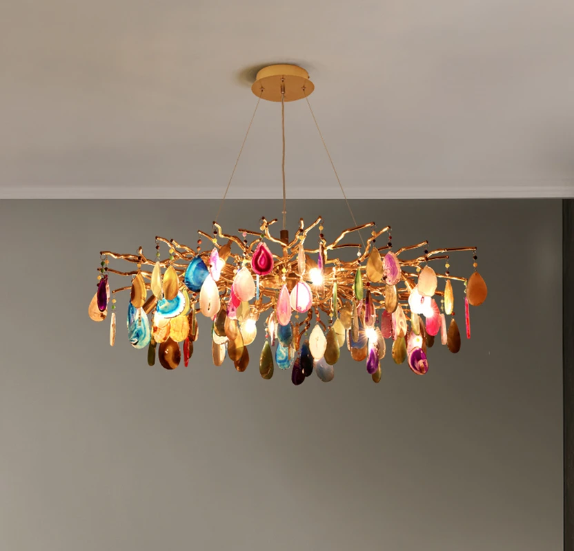 Modern Agate Chandelier LED Colorful Chandelier For Bedroom Living Room Villa Shop Decor Domantic Dining Table Hanging Light