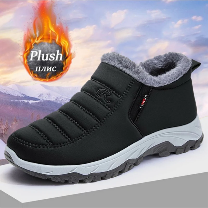 Snow Men Boots Winter Mens Shoes Male Warm Fur Shoes For Men Outdoor ...