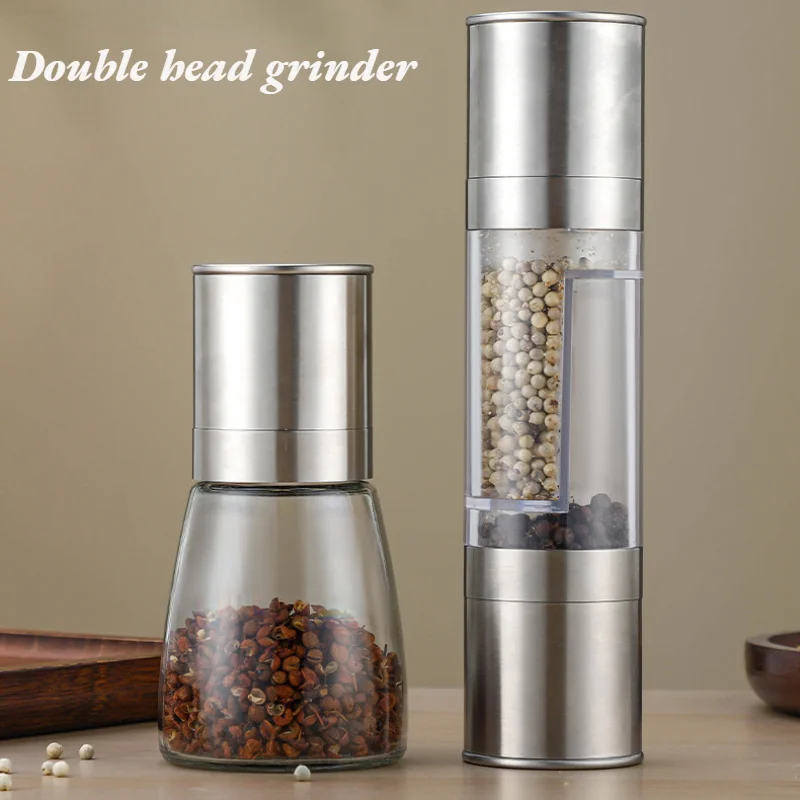 1pc Pepper Salt Manual Grinder, Double Ended, Two In One,, 49 OFF