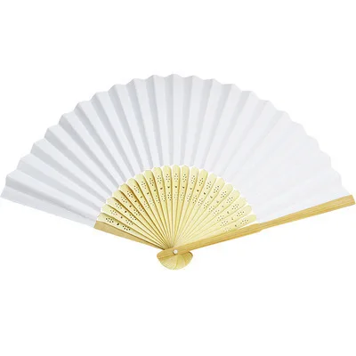 

10/20/30pcs White Foldable Paper Fan Portable Chinese Bamboo Fan Wedding Gifts For Guest Birthday Party Decoration Kids Painting