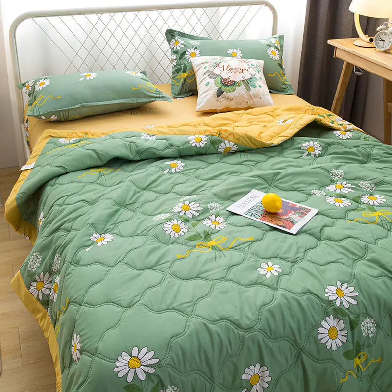 

Floral Print Summer Quilt 200x230cm Comforter for Adult Children Single Double Full Quilts Mechanical Wash Comfortable Quilt