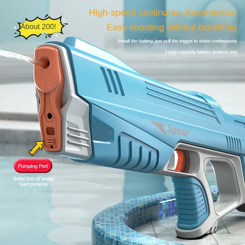 2 Sticks Children Electric Water Gun Summer Beach Outdoor Fight Games Induction Absorb Water Full Automatic Water Guns for Kids 3