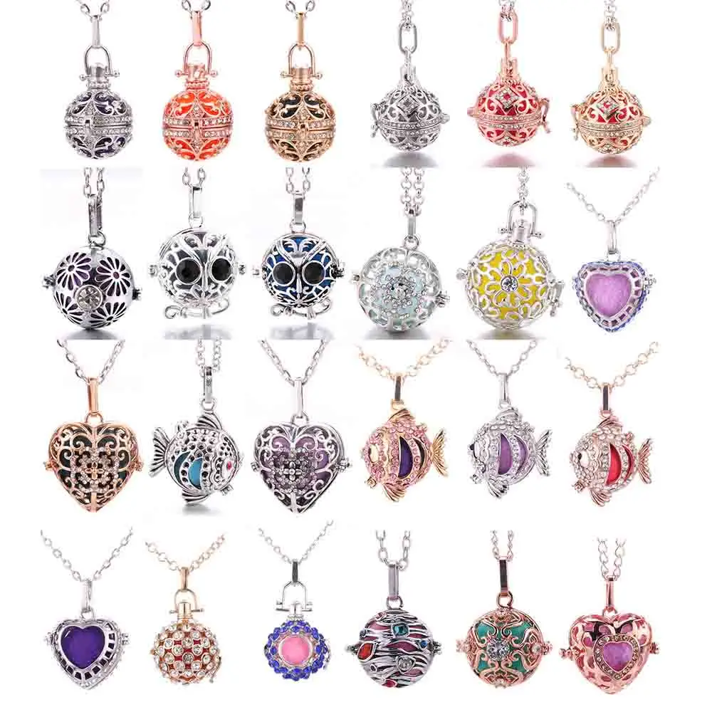 5Pcs/Lot Amulet Perfume Diffuser Small Cage Ladies Fashion Aromatherapy Necklace Pendant Harmony Ball Mix Jewelry Wholesale Gift
