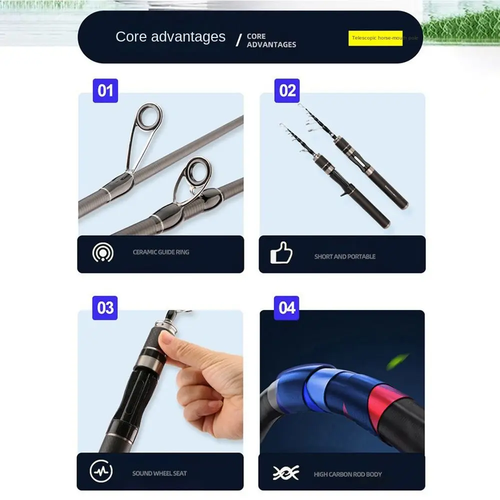 Teleskop Angelrute Komplette Kits Casting Rod Spincast Angelrolle Angelrute Set 1,5 m-1,8 m Ultra kurze Angelrute Angeln – Detail 23